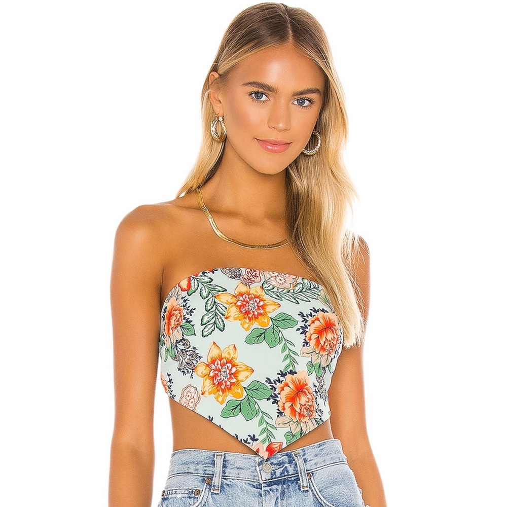 Sophia Bandana Top in Mint Floral